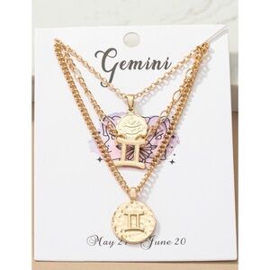 Gemini zodiac layered necklace